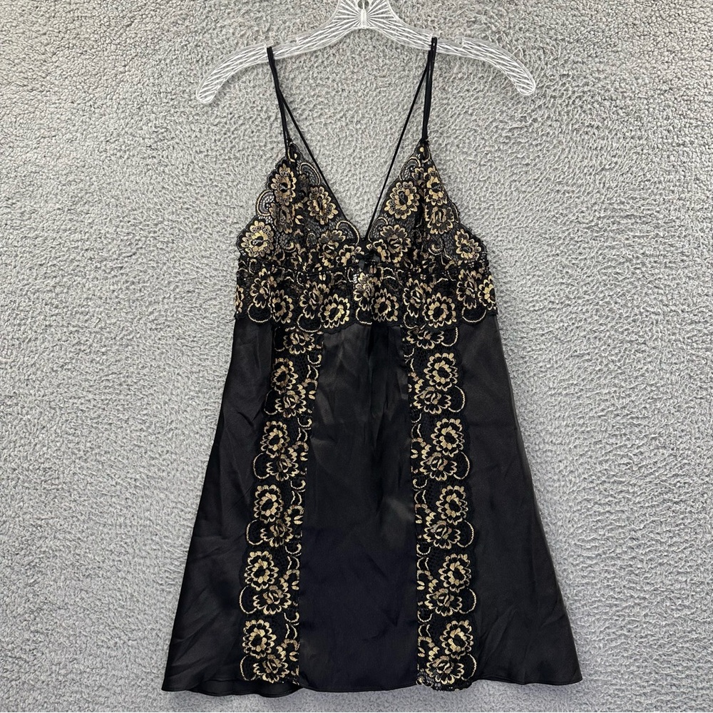 In Bloom by Jonquil Black Cami Chemise Lingerie Slip Dress Women Medium